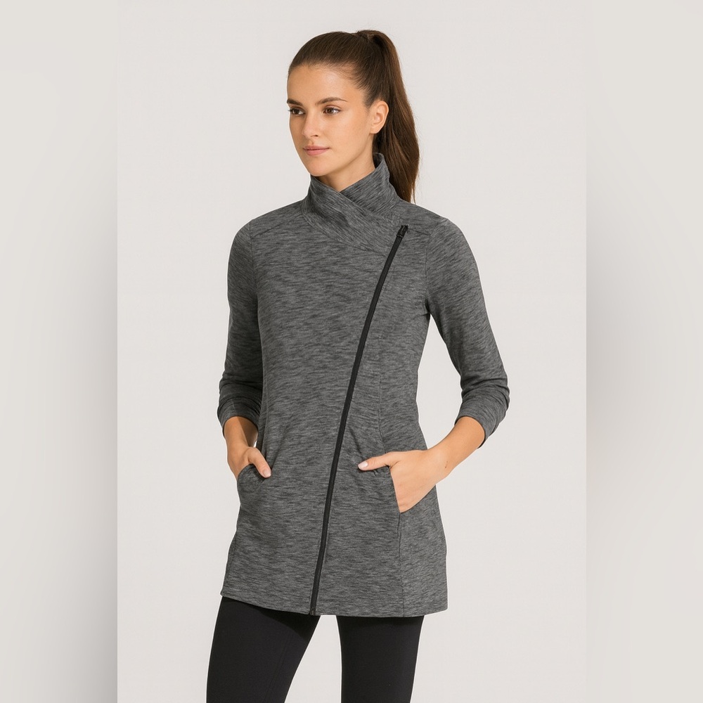 Athleta Women's Softech CYA Asymmetrical Zipper Jacket Charcoal Gray Sz. XS